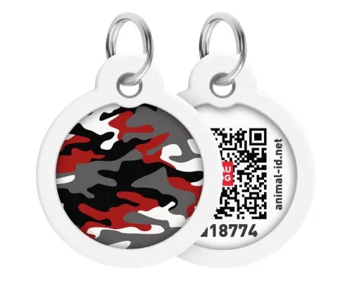 Адресник для тварин WAUDOG Smart ID з QR паспортом Камо сірий, круг 30 мм (230-0215)