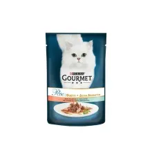 Влажный корм для кошек Purina Gourmet Perle Duo. С лососем и сайдой в подливке 85г (7613033580000)