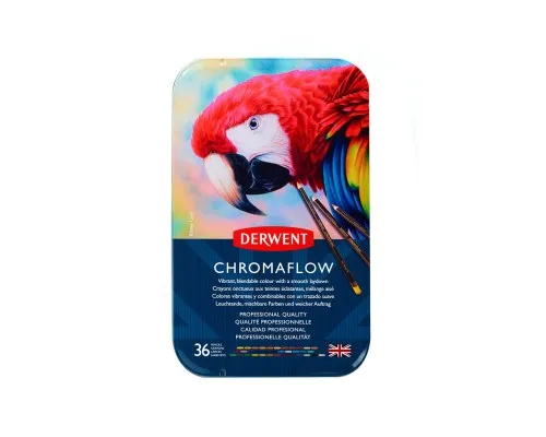 Карандаши цветные Derwent Chromaflow 36 цв. в металлическом пенале (5028252627498)
