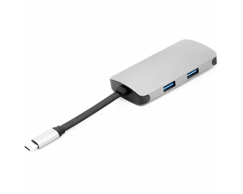 Концентратор PowerPlant Type-C - HDMI 4K, USB 3.0, USB Type-C, RJ45 (CA911691)