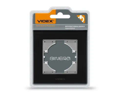 Рамка Videx BINERA черное стекло одинарная (VF-BNFRG1H-B)