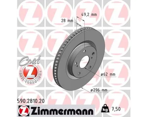 Тормозной диск ZIMMERMANN 590.2810.20