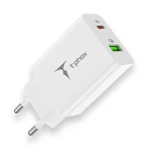 Зарядний пристрій T-Phox Speedy 20W 2Ports Type-C+USB Charger (White) (Speedy 20W PD+USB)