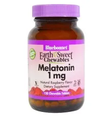 Аминокислота Bluebonnet Nutrition Мелатонин, Melatonin, 1 мг, EarthSweet, Малиновый Вкус,120 (BLB0991)