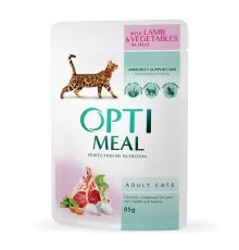 Вологий корм для кішок Optimeal зі смаком ягняти і овочів 85 г (4820083905445)