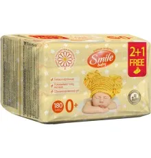 Дитячі вологі серветки Smile baby з екстрактом ромашки, алое та вітамінним комплексом 3 x 60 ш (42113803)