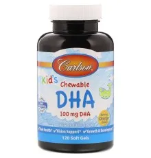 Жирные кислоты Carlson Рыбий жир (DHA) для Детей, Вкус Апельсина, Kid's Chewable, (CAR-01571)