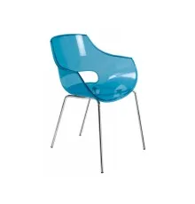 Кухонний стілець PAPATYA OPAL, сидіння прозоро-сине, ніжки хромовані (2458)