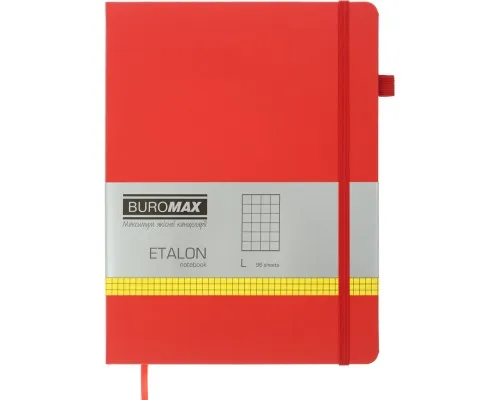 Книга записная Buromax Etalon 190x250 мм 96 листов в клетку обложка из искусственной кожи Красная (BM.292160-05)