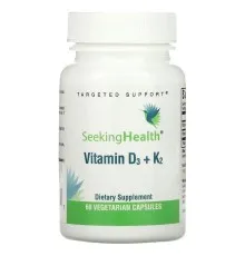 Витамин Seeking Health Витамин D3+K2, 5000 МЕ и 100 мкг, Vitamin D3+K2, 60 вегетарианских ка (SKH-52136)