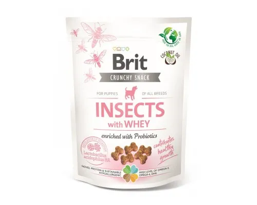 Ласощі для собак Brit Care Dog Crunchy Cracker Puppy Insects комахи, сироватка і пробіотики 200 г (8595602551514)