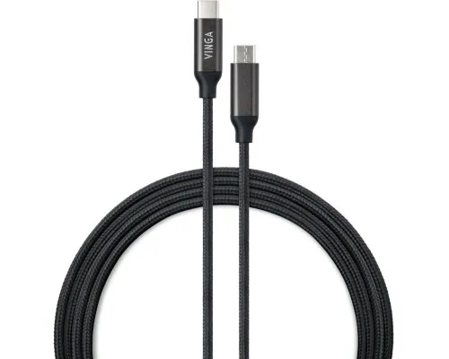 Дата кабель USB-C to USB-C 1.0m 100W E-Mark Chip Nylon Vinga (VCPCTC100BK)