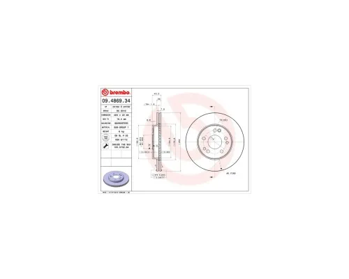 Тормозной диск Brembo 09.4869.34