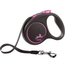 Поводок для собак Flexi Black Design S лента 5 м (розовый) (4000498033913)