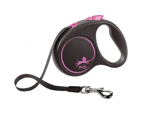 Повідок для собак Flexi Black Design S стрічка 5 м (рожевий) (4000498033913)