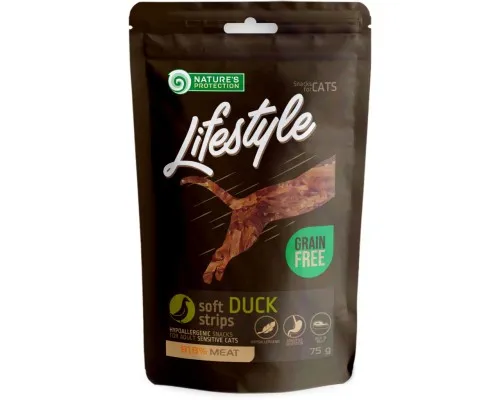 Ласощі для котів Natures Protection Lifestyle Snack For Cats Soft Duck Strips 75 г (SNK46152)