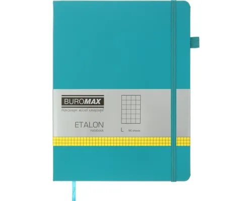 Книга записная Buromax Etalon 190x250 мм 96 листов в клетку обложка из искусственной кожи Бирюзовая (BM.292160-06)