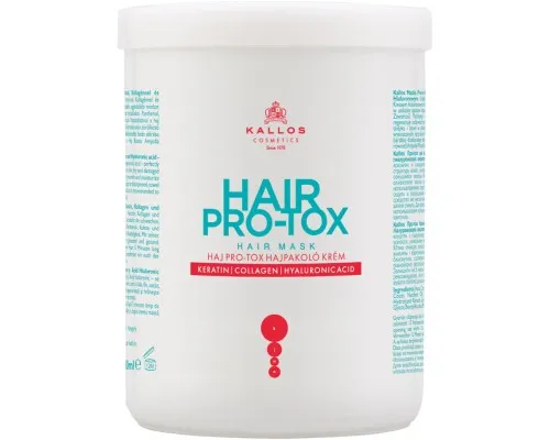 Маска для волосся Kallos Cosmetics Hair Pro-Tox Відновлювальна з кератином, колагеном і гіалуроновою кислотою 1000 мл (5998889511418)