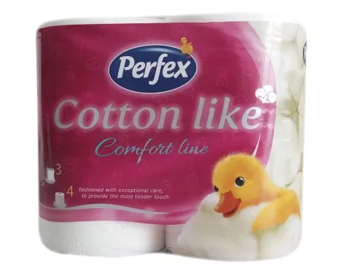 Туалетний папір Perfex Cotton Like Comfort Line 3 шари 4 рулони (8606108597262)