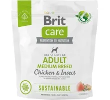 Сухой корм для собак Brit Care Dog Sustainable Adult Medium Breed с курицей и насекомыми 1 кг (8595602558704)