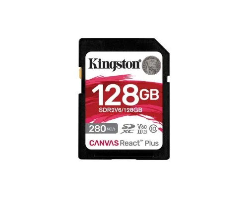 Карта памяти Kingston 128GB SDXC class 10 UHS-II U3 Canvas React Plus (SDR2V6/128GB)