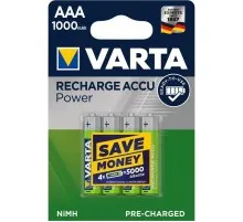 Акумулятор Varta AAA Rechargeable Accu 1000mAh * 4 (05703301404)