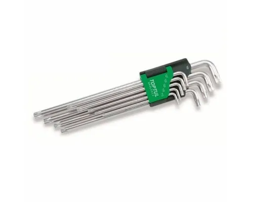 Ключ Toptul Г-подібний TORX T10-T50 9од. супердовгий (GAAL0923)