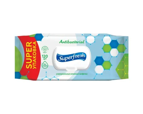 Влажные салфетки Superfresh Antibacterial с клапаном 120 шт. (4823071642285)