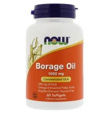 Трави Now Foods Олія огірника, Borage Oil, 1000 мг, 60 м'яких желатинових ка (NOW-01720)