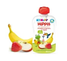 Дитяче пюре HiPP HiPPiS Pouch Яблуко-полуниця-банан, 100 г (9062300133759)