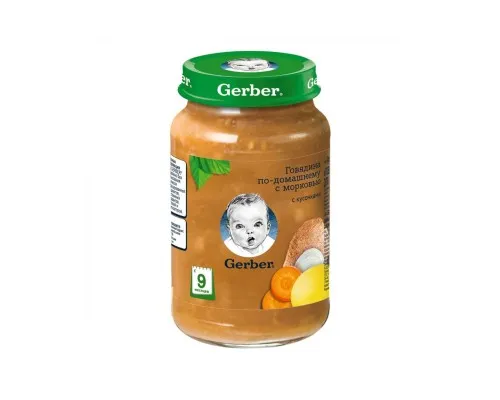 Дитяче пюре Gerber Яловичина по-домашньому з морквою, 190 г (7613036460965)