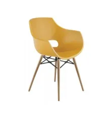 Кухонний стілець PAPATYA OPAL-WOX, сидіння матове жовте, ніжки натуральний (2841)