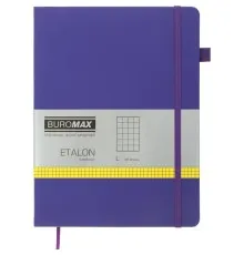 Книга записна Buromax Etalon 190x250 мм 96 аркушів в клітинку обкладинка зі штучної шкіри Фіолетова (BM.292160-07)