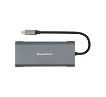 Концентратор PowerPlant USB-C to 2xUSB 3.0, 1xUSB 2.0, 1xType-C (PD), HDMI, SD, RJ45 (CA913497)