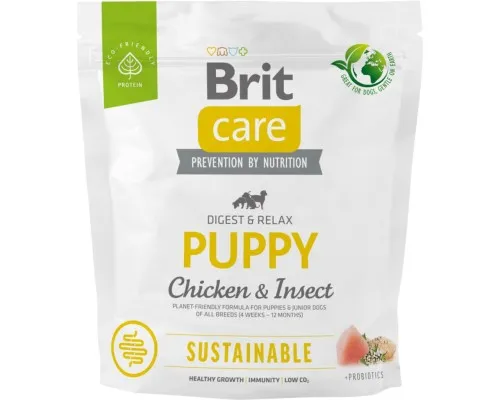 Сухий корм для собак Brit Care Dog Sustainable Puppy з куркою та комахами 1 кг (8595602558643)
