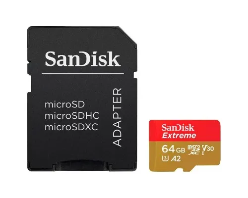 Карта памяти SanDisk 64GB microSD class 10 UHS-I Extreme For Action Cams and Dro (SDSQXAH-064G-GN6AA)