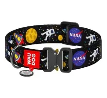 Нашийник для тварин WAUDOG Nylon з QR паспортом "NASA" металева пряжка-фастекс XXL (4535-0047)
