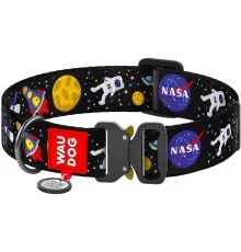 Нашийник для тварин WAUDOG Nylon з QR паспортом "NASA" металева пряжка-фастекс XXL (4535-0047)