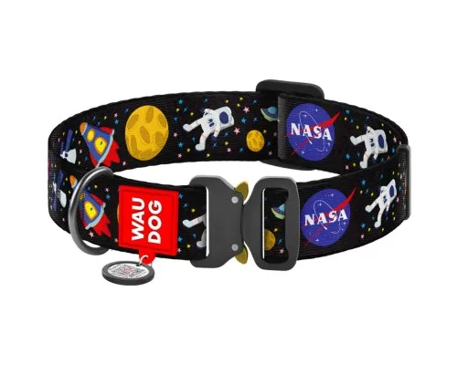 Нашийник для тварин WAUDOG Nylon з QR паспортом NASA металева пряжка-фастекс XXL (4535-0047)