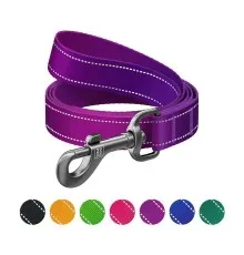 Повідок для собак WAUDOG Nylon Mono, світловідбивний S фіолетовий (52179)
