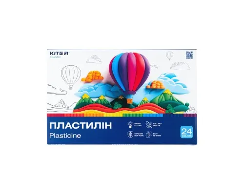 Пластилін Kite Classic 24 кольори, 480 г (K-089)