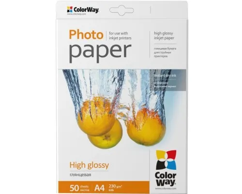 Фотопапір ColorWay A4 230г Glossy 50c (PG230050A4)