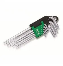 Ключ Toptul Г-подібний TORX T10-T50 9од. супердовгий з отвором (GAAL0915)