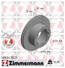 Тормозной диск ZIMMERMANN 400.6478.20