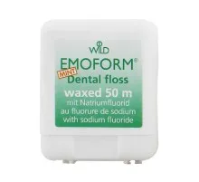Зубна нитка Dr. Wild Emoform вощена з фторидом натрію і м'ятою 50 м (7611841138604)