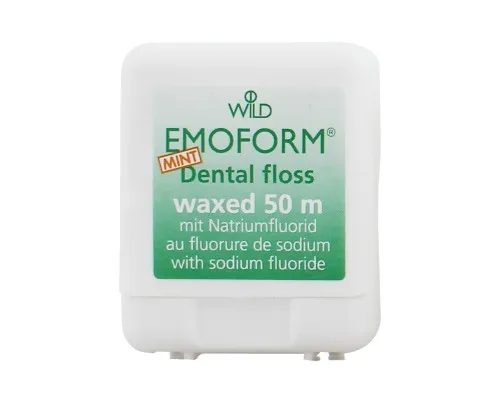 Зубна нитка Dr. Wild Emoform вощена з фторидом натрію і мятою 50 м (7611841138604)