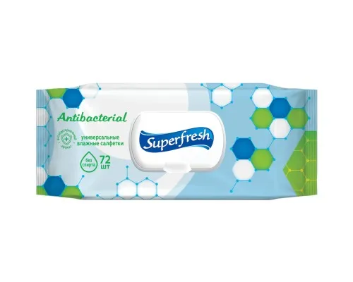 Вологі серветки Superfresh Antibacterial з клапаном 72 шт. (4823071630510)