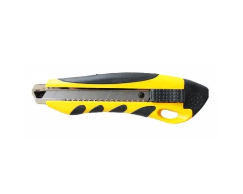 Нож канцелярский H-Tone 18 мм желтый с резиновыми вставками (KNIFE-HT-JJ40607-18)