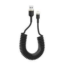 Дата кабель USB 2.0 AM to Lightning 1.0m spiral black ColorWay (CW-CBUL051-BK)