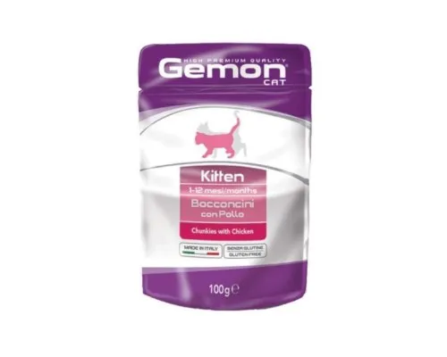 Вологий корм для кішок Gemon Cat Wet Kitten курка 100 г (8009470300896)